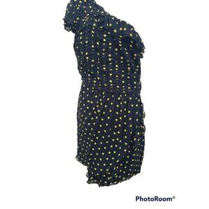 NWT  Dress Black With Gold Polka Dots One Shoulder Allen B. Cocktail Party
